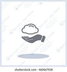 cloud on hand icon, vector illustration. Flat design style