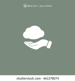 cloud on hand icon, vector illustration. Flat design style
