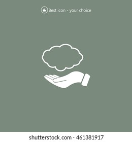 cloud on hand icon, vector illustration. Flat design style