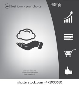 cloud on hand icon, vector illustration. Flat design style
