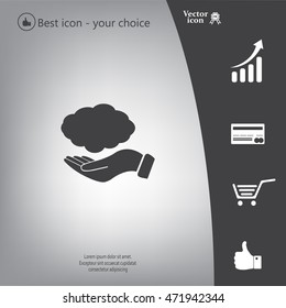 cloud on hand icon, vector illustration. Flat design style
