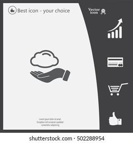 cloud on hand icon, vector illustration. Flat design style