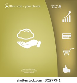 cloud on hand icon, vector illustration. Flat design style