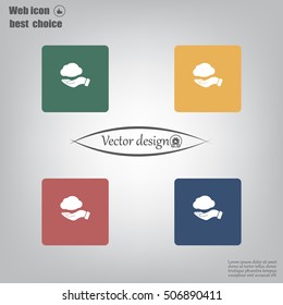 cloud on hand icon, vector illustration. Flat design style