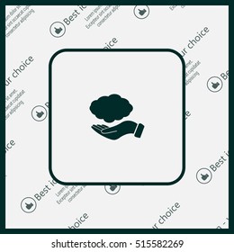 cloud on hand icon, vector illustration. Flat design style