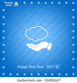 cloud on hand icon, vector illustration. Flat design style