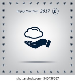cloud on hand icon, vector illustration. Flat design style