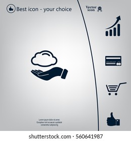 cloud on hand icon, vector illustration. Flat design style