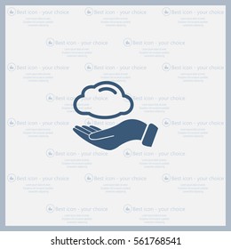 cloud on hand icon, vector illustration. Flat design style