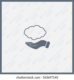 cloud on hand icon, vector illustration. Flat design style