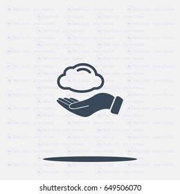 cloud on hand icon, vector illustration. Flat design style