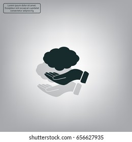 cloud on hand icon, vector illustration. Flat design style