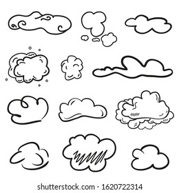 Cloud on isolation background. Clouds on white. Black and white illustration