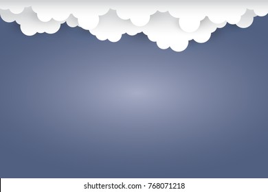 Cloud on light blue background  Paper art Style.vector design Element  Illustration