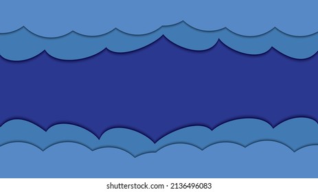 Cloud on night sky in paper cut style. Vector Illustration