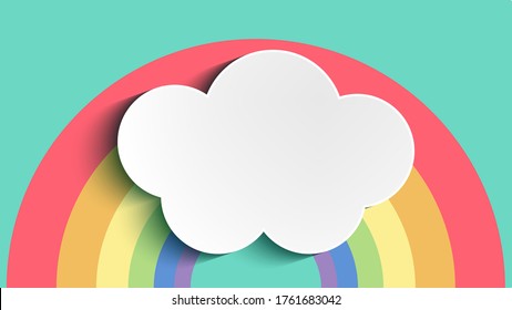 Cloud on pastel rainbow isolated on green background, relax color concept, vector illustration for graphic design, banner or poster on pride month