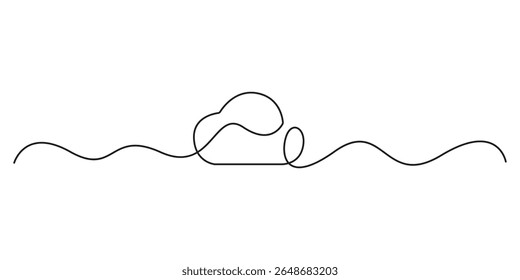 Cloud in one continuous line drawing minimalist vector illustration 