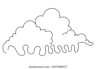 cloud one line art of isolated outline vector drawing illustration
