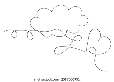 cloud one line art of isolated outline vector drawing illustration

