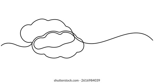 Cloud one line drawing, Continuous one line drawing of a cloud isolated on a simple background vector illustration, Clouds one continuous line drawing, Continuous one line drawing of cumulus cloud.