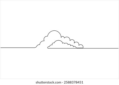 Cloud one line drawing and isolated continuous outline vector illustration