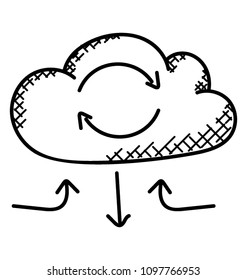 Cloud online backup service symbol 
