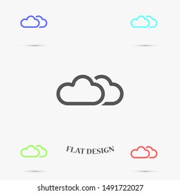 Cloud online vector icon. Cloud online file storage icon. Cloud online photo icon. Cloud online web phone icon.