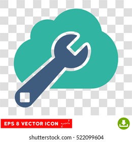 Cloud Options EPS vector icon. Illustration style is flat iconic bicolor cobalt and cyan symbol on white background.