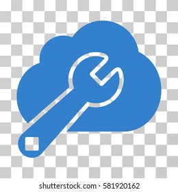 Cloud Options vector icon. Illustration style is a flat iconic cobalt symbol on a transparent background.