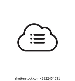 cloud out line art black vector icon with registry lines symbol