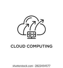 cloud out line art black vector icon for cloud computing data flow concept