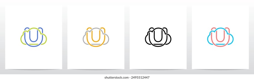 Cloud Outline Entangled on Letter Initial Logo Design U