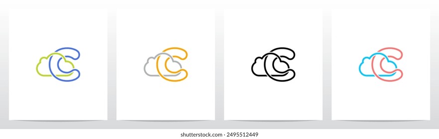 Cloud Outline Entangled on Letter Initial Logo Design C
