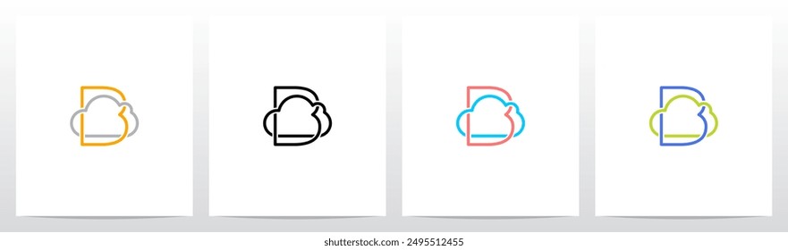 Contorno de la nube enredado en la letra Diseño inicial del logotipo B