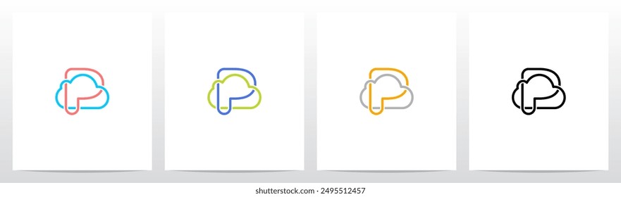 Cloud Outline Entangled on Letter Initial Logo Design P