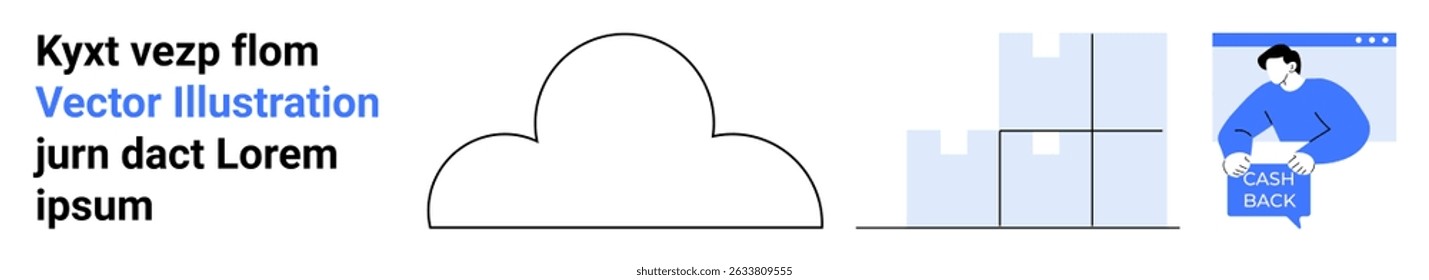 Esquema de la nube, celdas de cuadrícula y un profesional que sostiene un documento. Ideal para presentaciones de tecnología, informes de negocios, materiales educativos, campañas de marketing, diseños de Sitios web, interfaces de App, aterrizaje
