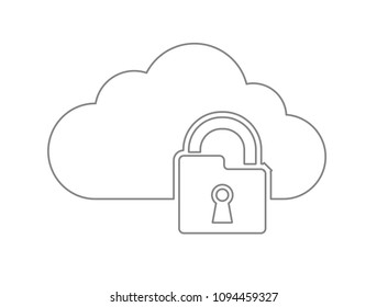 icono de contorno en la nube con candado