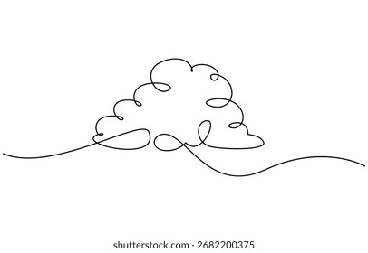 Cloud outline minimalist continuous one line drawing vector illustration. Editable outline