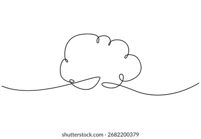 Cloud outline minimalist continuous one line drawing vector illustration. Editable outline