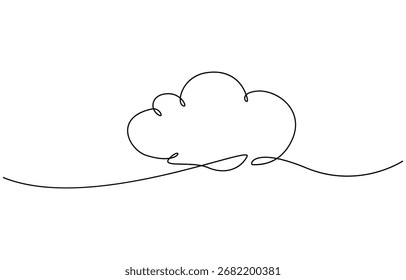 Cloud outline minimalist continuous one line drawing vector illustration. Editable outline