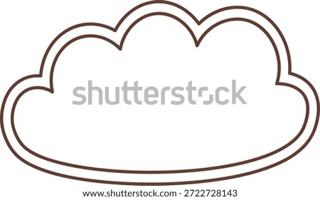 Cloud outline with rounded scallop edge and empty center, drawn with smooth monoline stroke. Symbol of thought, dream, storage, data, and message space. Cartoon vector illustration.