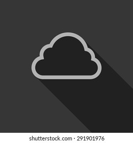 Cloud outline, vector icon, on dark gray background