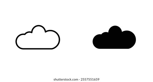 Cloud outlined and solid icon vector collection.