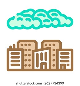 vetor de ícone de cor da poluição química da nuvem sobre a cidade. símbolo isolado ilustração da nuvem sobre a cidade