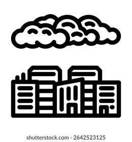 cloud over city chemical pollution line icon vector. cloud over city chemical pollution sign. isolated contour symbol black illustration