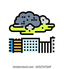 vetor de ícone de cor da poluição química da nuvem sobre a cidade. símbolo isolado ilustração da nuvem sobre a cidade