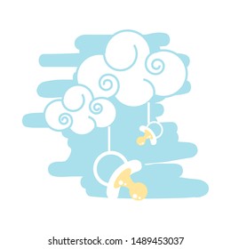 cloud with pacifier baby hanging