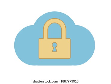 Cloud with padlock for data protection on the internet.