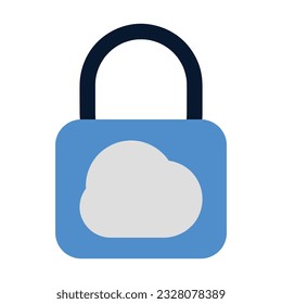 Icono de bloqueo de nube. Diseño de iconos de color plano. 