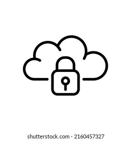 Cloud and Padlock Icon. Cloud Storage Protection. Vector sign in simple style isolated on white background.